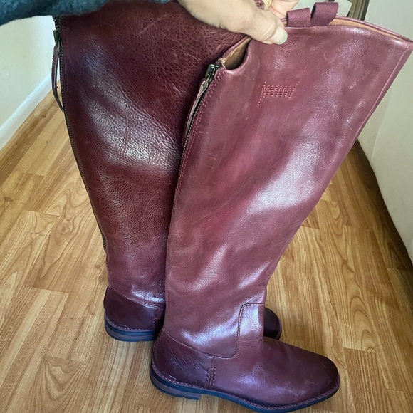 FRANCO SARTO Womens Maroon Pull Tab Meyer Round Toe Leather Riding Boot, 9 - Picture 3 of 7